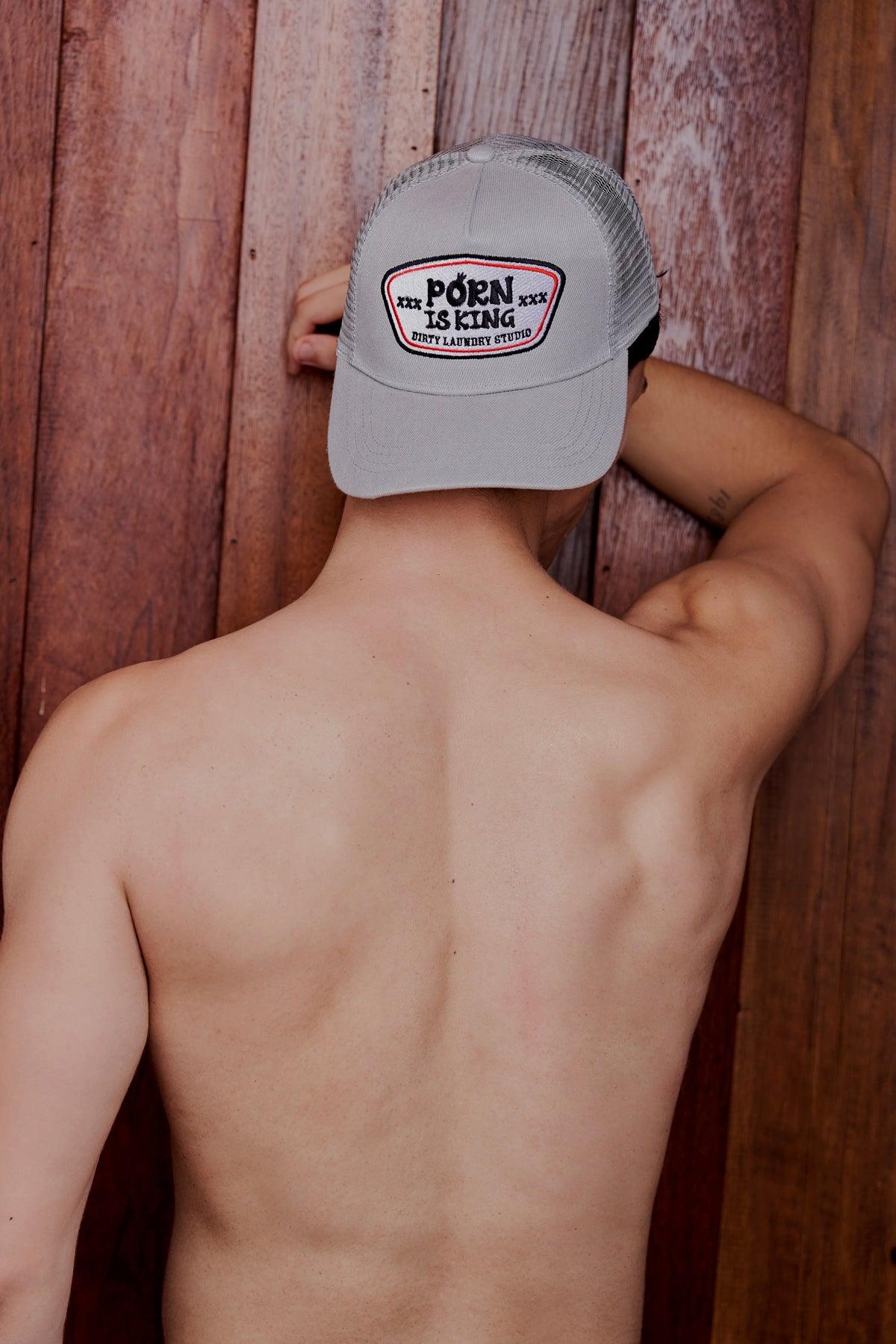 Dirty Laundry Porn is King Trucker Cap in Gray