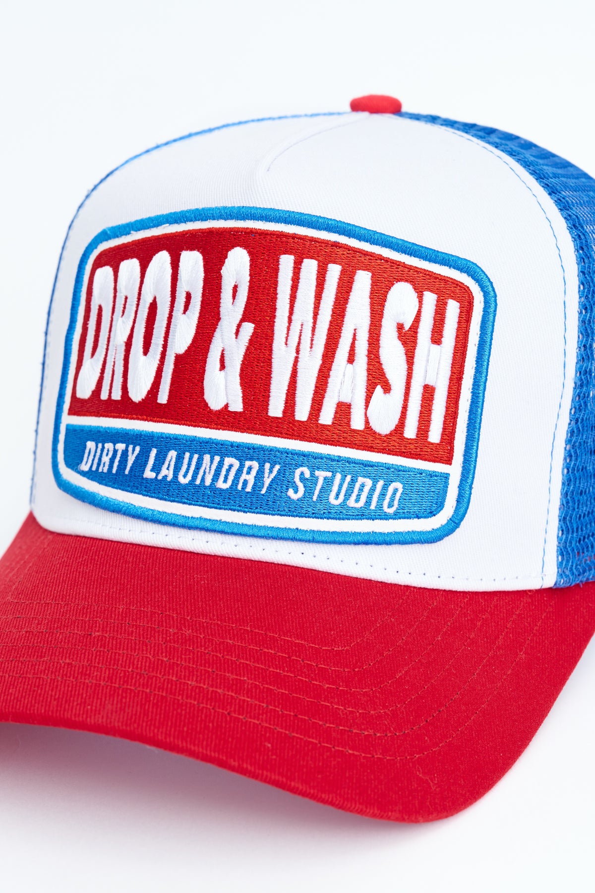 "DROP & WASH" Trucker Cap — Red, White & Blue